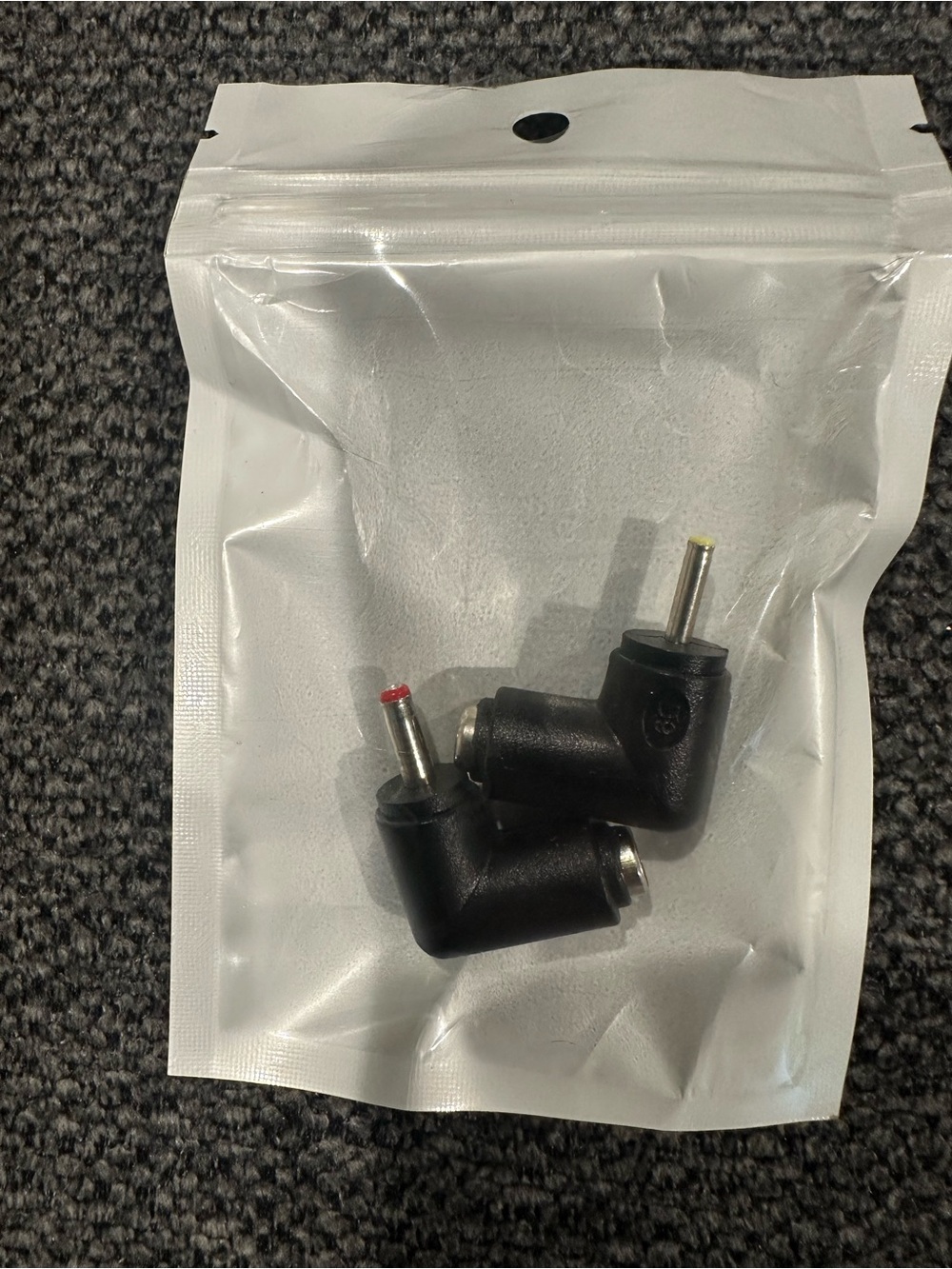 Universal Black Right-Angle DC Power Plug Adapter - Pair